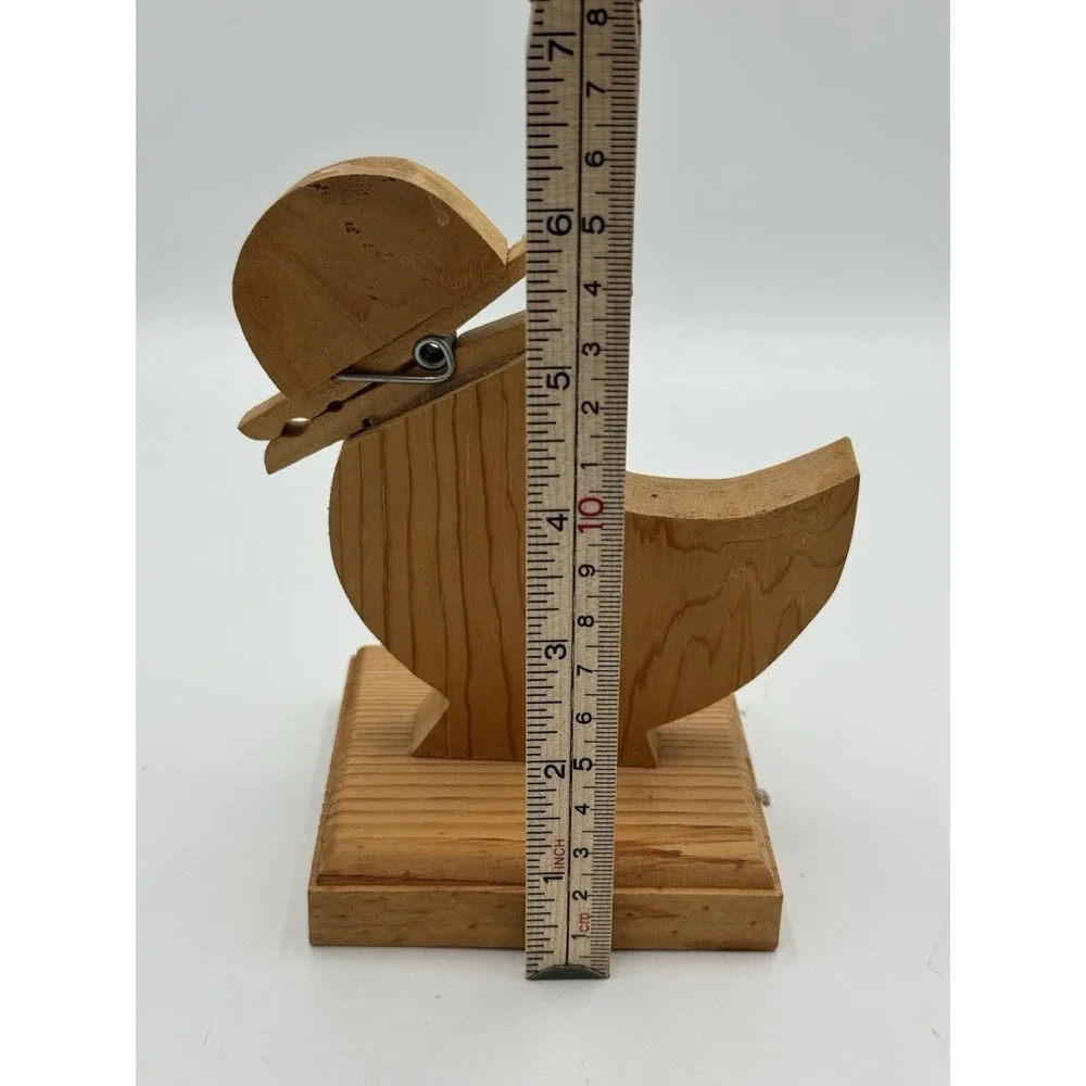 Vintage Wooden Duck Bird Chicken Clip Recipe Card Holder